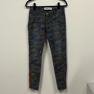 Etienne Marcel Skinny Camo Jeans with Red Zipper detail